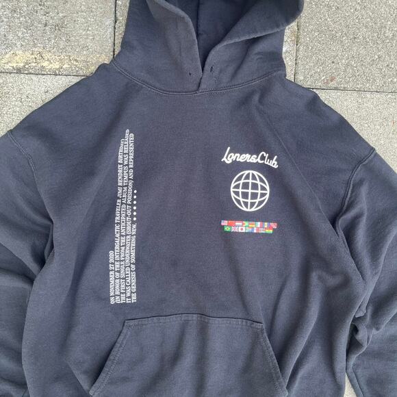 Jimi Hendrix Inspired Loners Club Tempus Edax Rerum Hoodie Dark Gray Pullover - Picture 2 of 4